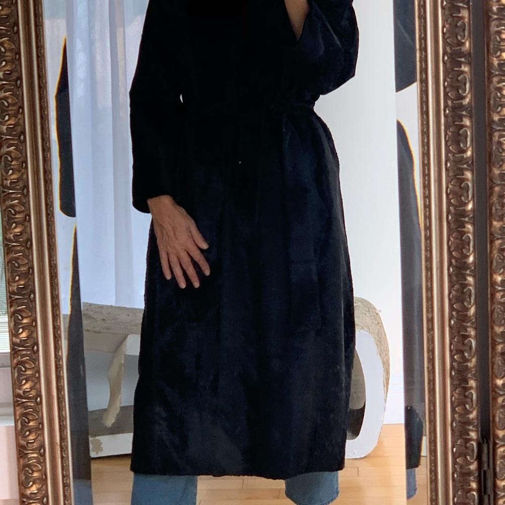 Max Mara Faux Fur Coat Trench Coat Black